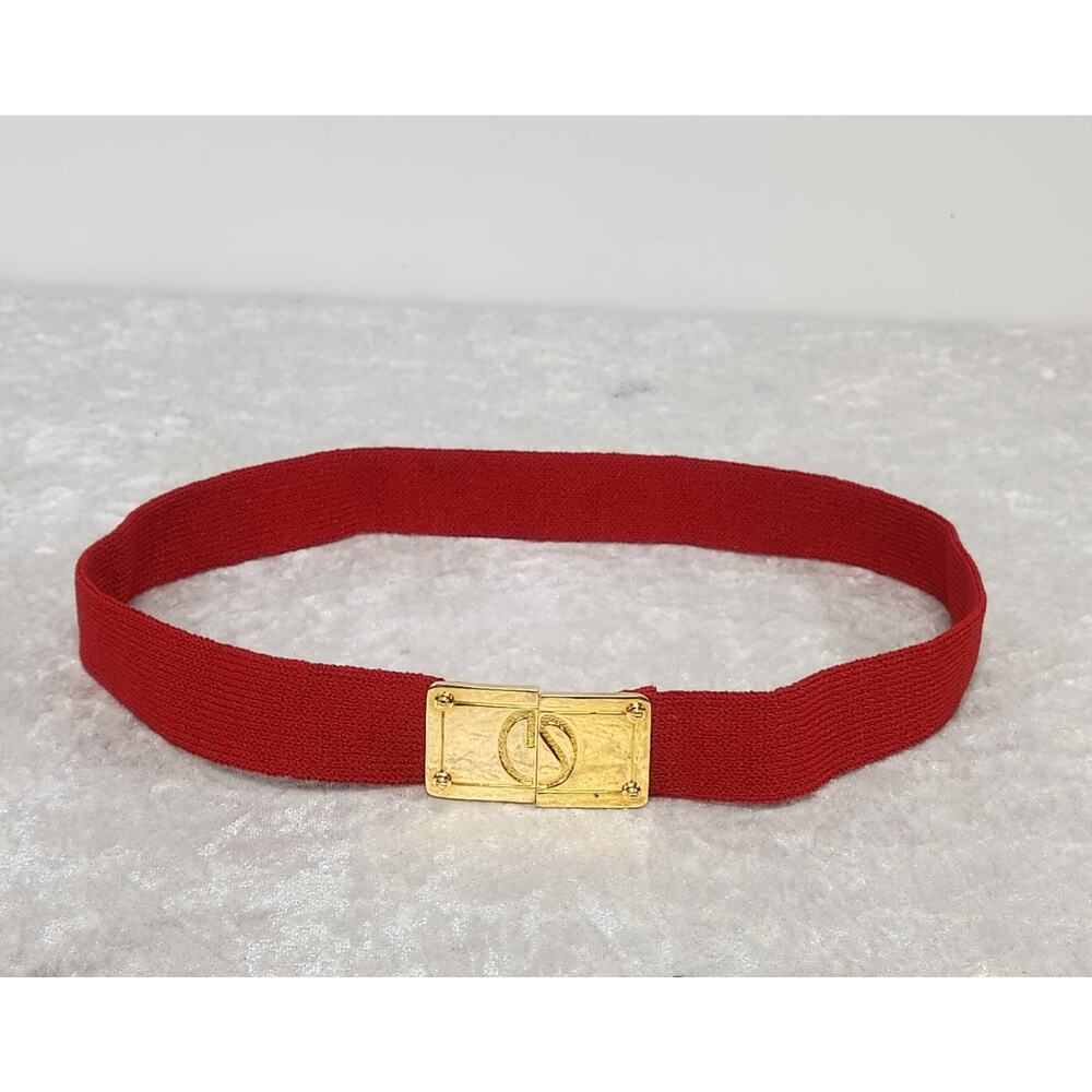 Vintage Womens Red Elastic Waist belt Belt- Size XS
